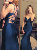 Niulatu mermaid long prom dress v-neck tight simple prom dress SD1348