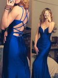 Niulatu mermaid long prom dress v-neck tight simple prom dress SD1348