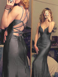 Niulatu mermaid long prom dress v-neck tight simple prom dress SD1348
