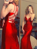 Niulatu mermaid long prom dress v-neck tight simple prom dress SD1348
