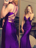 Niulatu mermaid long prom dress v-neck tight simple prom dress SD1348