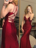 Niulatu mermaid long prom dress v-neck tight simple prom dress SD1348