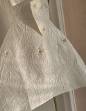 Niulatu A line Spaghetti Straps White Pearls Women Dress Short Birthday Outfits SD134