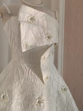 Niulatu A line Spaghetti Straps White Pearls Women Dress Short Birthday Outfits SD134