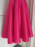 Niulatu A line Square Neckline Hot Pink Vacation Dress Satin Women Dresses SD136