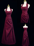 Niulatu A-line Halter Vintage Style Prom Dresses Long Evening Dress SD1373