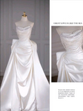 Niulatu Mermaid White Satin Strapless Pleats Long Satin Wedding Dress SD2001