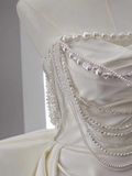 Niulatu White Wedding Dresses With Train Mermaid Bridal Gowns SD1375