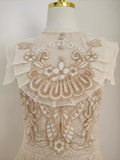 Niulatu A line High Neckline Lace Vacation Dress Tulle Short Women Dresses SD138