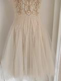 Niulatu A line High Neckline Lace Vacation Dress Tulle Short Women Dresses SD138