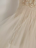Niulatu A line High Neckline Lace Vacation Dress Tulle Short Women Dresses SD138