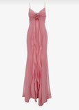 Niulatu Sheath Spaghetti Straps Pink Chiffon Long Party Dress Prom Dresses SD1400