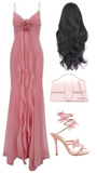 Niulatu Sheath Spaghetti Straps Pink Chiffon Long Party Dress Prom Dresses SD1400