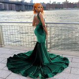 Niulatu Mermaid V Neckline Green Velvet Silver Beads Long Prom Dresses Formal Evening Dress SD1402
