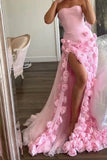 Niulatu Sheath Sweetheart Pink Long Slit Prom Dresses Formal Evening Dress SD1412
