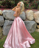 Niulatu A Line Spaghetti Straps Backless Sleeveless Long Prom Dresses Formal Evening Dress SD1416