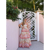 Niulatu Floral Printed Hollow Out Sling Maxi Dress Sexy Backless Sleeveless High Waist A Line Long Prom Dresses SD1417
