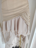 Niulatu High Low Strapless Champagne Chiffon Ruffles Vacation Dress Women Dresses SD141