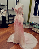 Niulatu Sheath Sweetheart Floral Pink Tulle Sleeveless Evening Prom Dresses SD1425