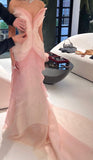 Niulatu Sheath Sweetheart Floral Pink Tulle Sleeveless Evening Prom Dresses SD1425