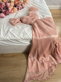 Niulatu A Line Off The Shoulder Burgundy Satin Evening Gown Prom Dresses SD1426