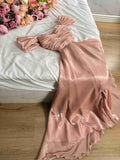 Niulatu A Line Off The Shoulder Burgundy Satin Evening Gown Prom Dresses SD1426
