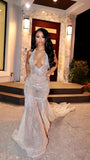 Niulatu Mermaid V Neckline Sequin Black Girl Evening Gown Prom Dresses SD1429