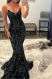Niulatu Mermaid Sweetheart Neckline Sequin Black Girl Red Evening Gown Prom Dresses SD1430