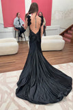 Niulatu Mermaid Straps Neckline Pink Satin Backless Evening Gown Prom Dresses SD1431