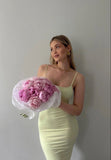 Niulatu Mermaid Spaghetti Straps Yellow Satin Backless Evening Gown Prom Dresses SD1434