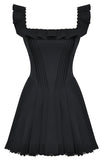 Niulatu A line Straps Layered Lace Mini Dresses Black Homecoming Dress 16th Birthday Dresses SD1438