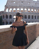 Niulatu A line Straps Layered Lace Mini Dresses Black Homecoming Dress 16th Birthday Dresses SD1438