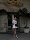 Niulatu Floral Print Dress Vintage Layered Ruffle Mini Dresses 16th Birthday Dresses SD1443