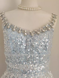 Niulatu A line Straps Sequin Travel Vacation Dress Short Birthday Dress SD144