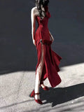 Niulatu Mermaid One Shoulder Black Satin Party Dress Long Prom Dresses SD1471