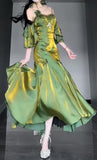 Niulatu Mermaid Spaghetti Straps Green Satin Party Dress Long Prom Dresses SD1472