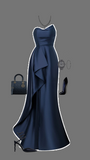 Niulatu Mermaid Strapless Satin Navy Blue Long Party Dress Prom Dresses SD1481