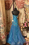Niulatu Mermaid Sweetheart Blue Long Evening Dress Beads Prom Dresses SD1487
