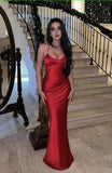 Niulatu Red Mermaid Spaghetti Straps Maxi Long Party Prom Dresses Evening Dress SD1489