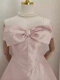 Niulatu A line Straps Pink Travel Vacation Dresses Short Satin Birthday Dress SD149