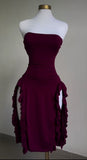 Niulatu Sheath Strapless Burgundy Party Dress Prom Dresses SD1511