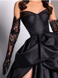 Niulatu Ball Gown Strapless Burgundy Long Slit Party Dress Prom Dresses SD1513