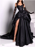 Niulatu Ball Gown Strapless Burgundy Long Slit Party Dress Prom Dresses SD1513