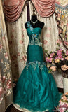 Niulatu Mermaid One Shoulder Tulle Green Long Party Dress Prom Dresses SD1518