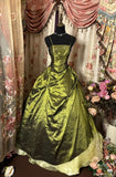 Niulatu Ball Gown Spaghetti Straps Satin Olive Green Long Party Dress Prom Dresses SD1519