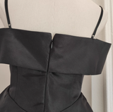 Niulatu A line Straps Black Travel Vacation Dresses Short Satin Birthday Dress SD151