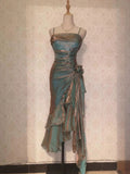 Niulatu Mermaid Spaghetti Straps Satin Long Party Dress Prom Dresses SD1523