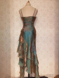 Niulatu Mermaid Spaghetti Straps Satin Long Party Dress Prom Dresses SD1523