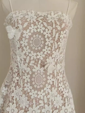 Niulatu A line Spaghetti Straps Lace Vacation Dress White Women Dresses SD152