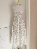 Niulatu A line Spaghetti Straps Lace Vacation Dress White Women Dresses SD152